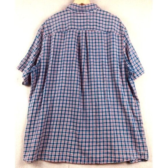 Duluth Trading Co Men's XL Tall Red & Blue Plaid Short Sleeve Button-Up Shirt - Picture 2 of 9